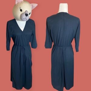 💙 SZ L NAVY BLUE LIGHTWEIGHT SUMMER WRAP MAXI DRESS